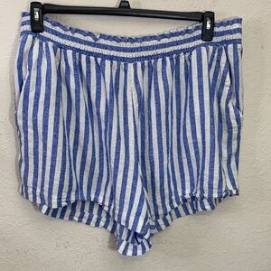 Ava & Viv Blue and White linen blend Striped Bermuda shorts